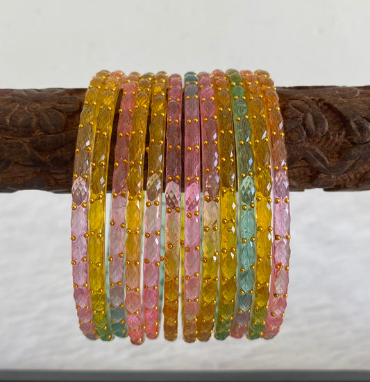 Set of 12 multi color glass bangles(2.8) dj-52863