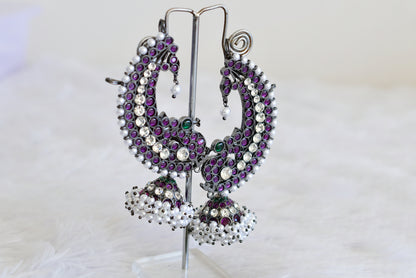 Black finish precious kemp-green pearl khanpool peacock jhumkka dj-52520