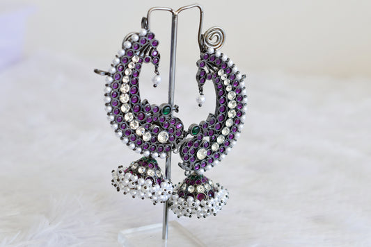 Black finish precious kemp-green pearl khanpool peacock jhumkka dj-52520