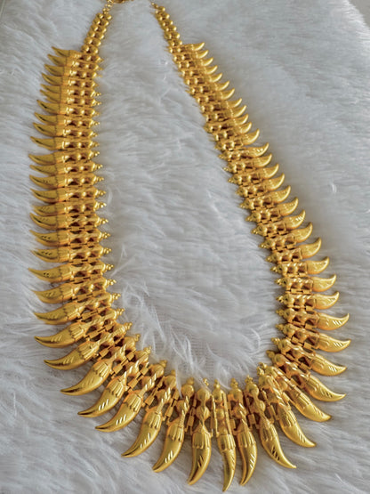 Matte gold finish kerala style big puli nagam haar dj-51634