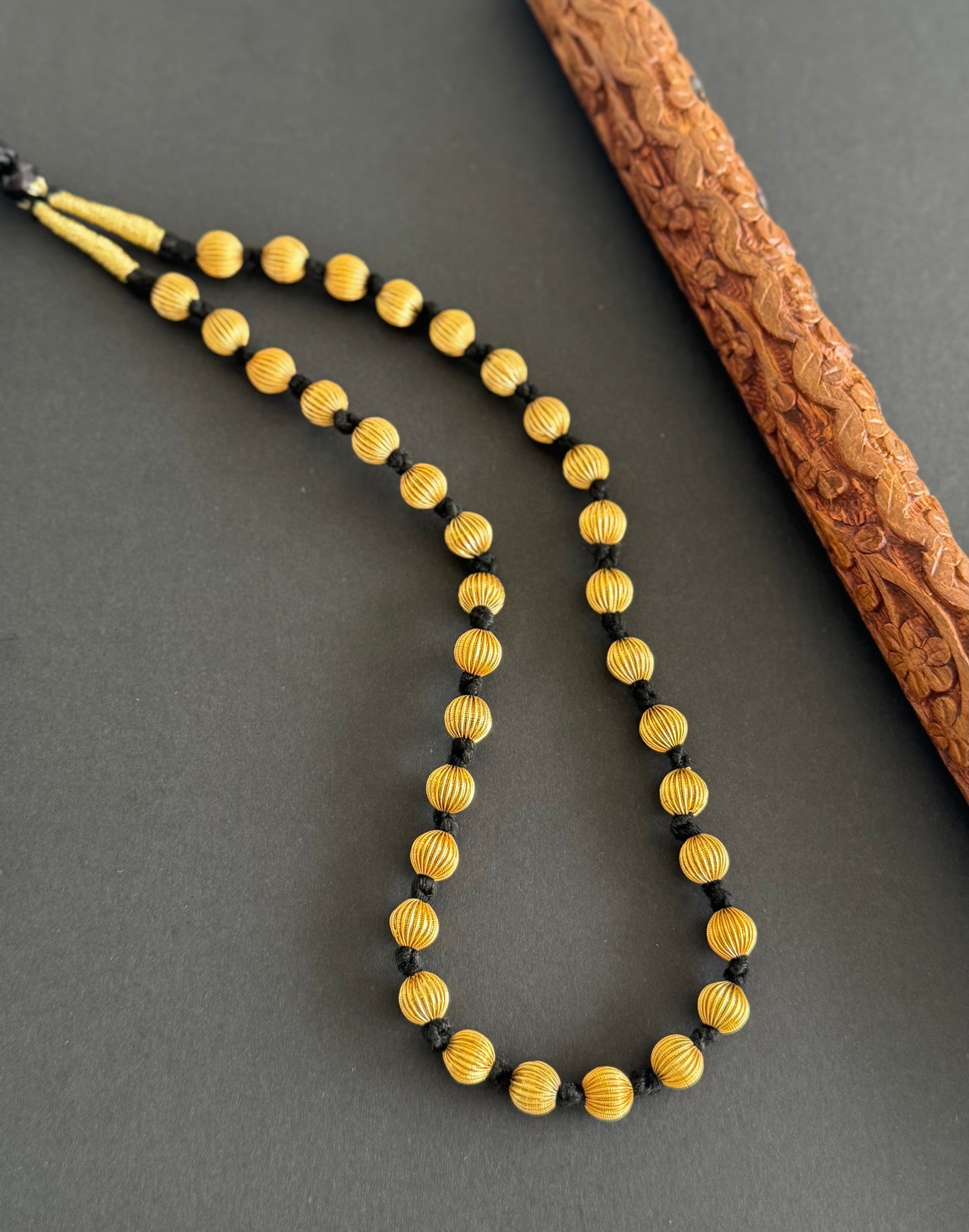 Matte Finish beaded Black thread Thulasi Mala Dj-51495