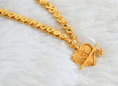 Gold tone chian with heart om pendant dj-53100