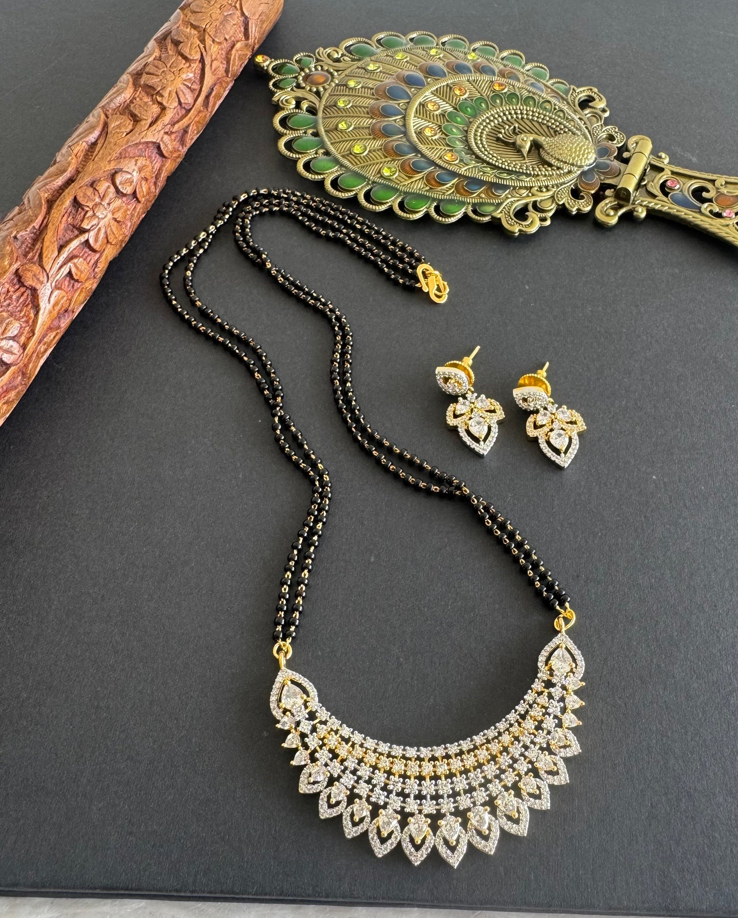Two tone cz white stone 18 inches mangalsutra set dj-52064