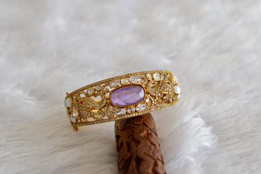 Antique gold tone cz moissanite purple elephant kada dj-51776