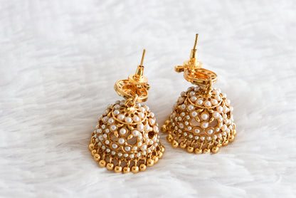 Antique gold tone pearl mango peacock jhumkka dj-51867
