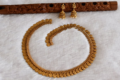 Matte finish lakshmi coin haar set dj-52436