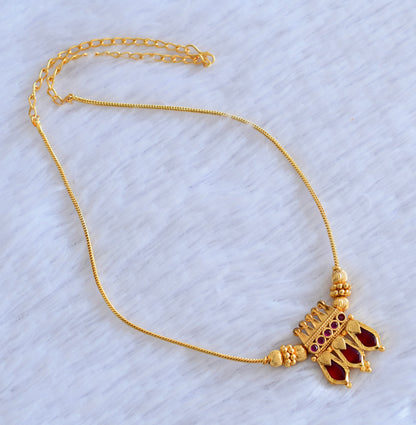 Gold tone pink-red nagapadam necklace  dj-53090