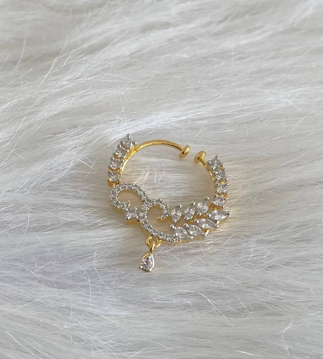Two tone cz white nose pin dj-53826
