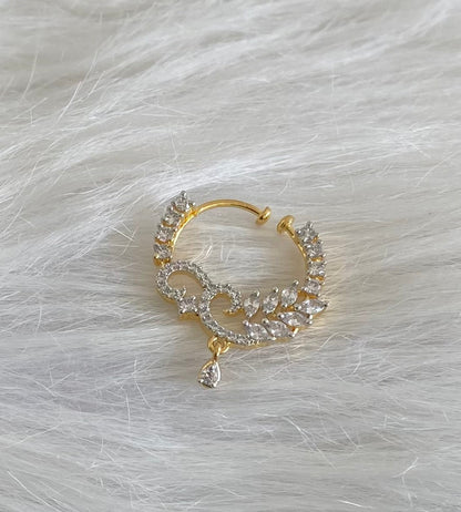 Two tone cz white nose pin dj-53826
