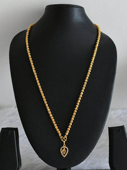 Gold tone chian with white stone om pendant dj-53099