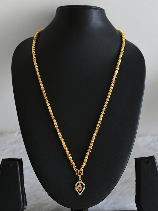 Gold tone chian with white stone om pendant dj-53099