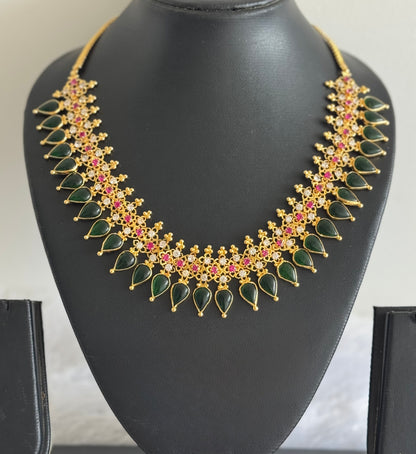 Gold tone Gopi shape green Kerala style necklace dj-51708