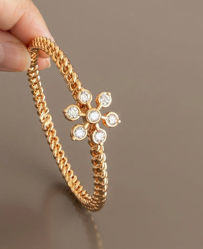 Gold tone AD flower kada/bangle(2.4) Dj-53282
