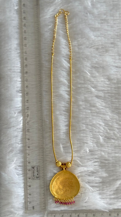 Gold tone pink stone flower kodi necklace dj-51687