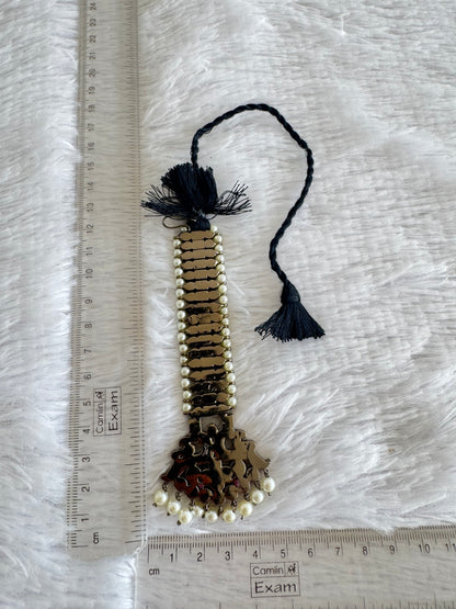 Black finish precious kemp-green-white pearl peacock tikka dj-52008