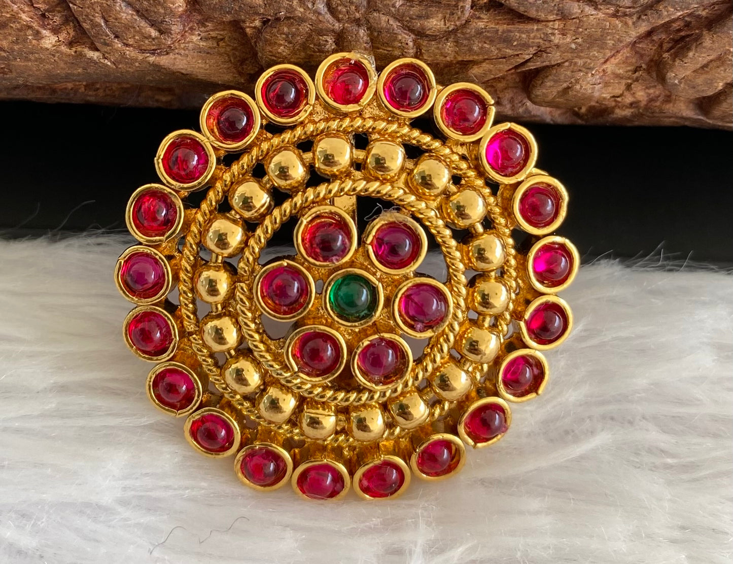 Antique gold tone kemp-green hair jewel dj-52948