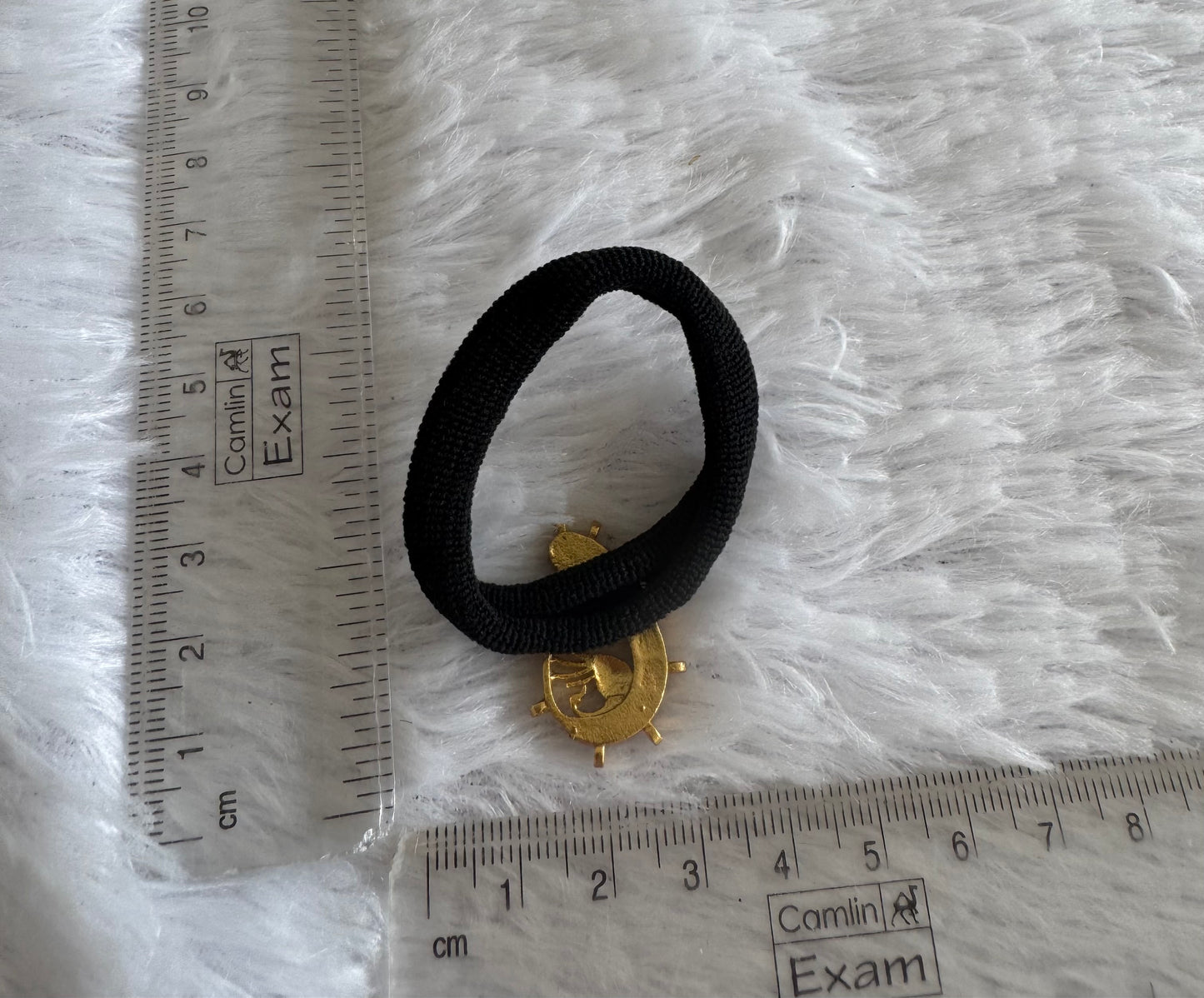 Gold tone blue-green kundan jadau peacock hair band dj-51491