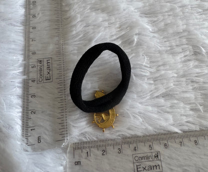 Gold tone blue-green kundan jadau peacock hair band dj-51491