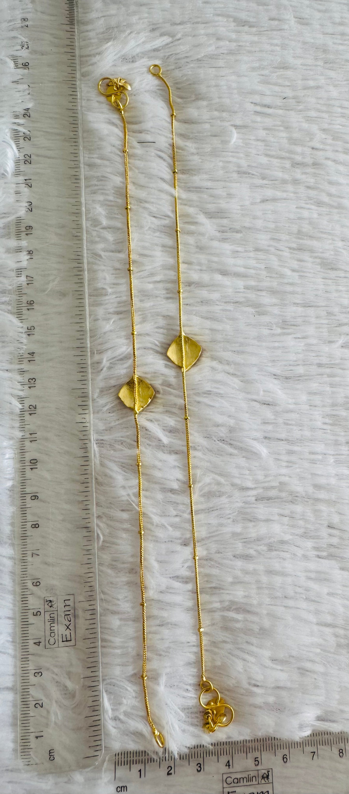 Gold tone pink-green flower kundan jadau anklets dj-51414