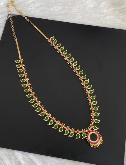 Gold tone pink-green kerala style mango haar dj-54534