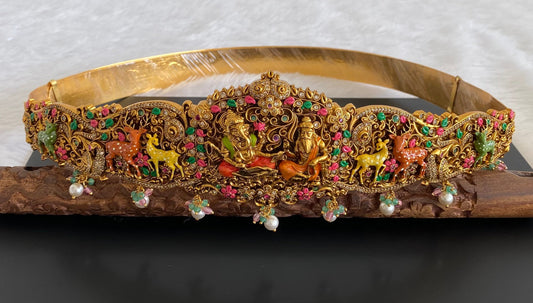 Matte finish meenakari ganesha waist belt dj-53517