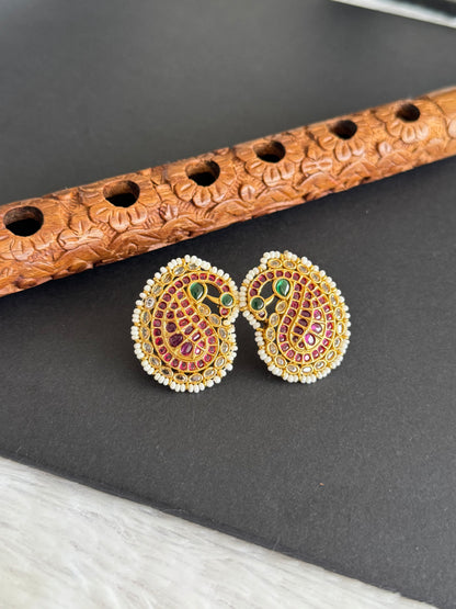 Matte finish kemp-green mango peacock stud/earrings dj-32617