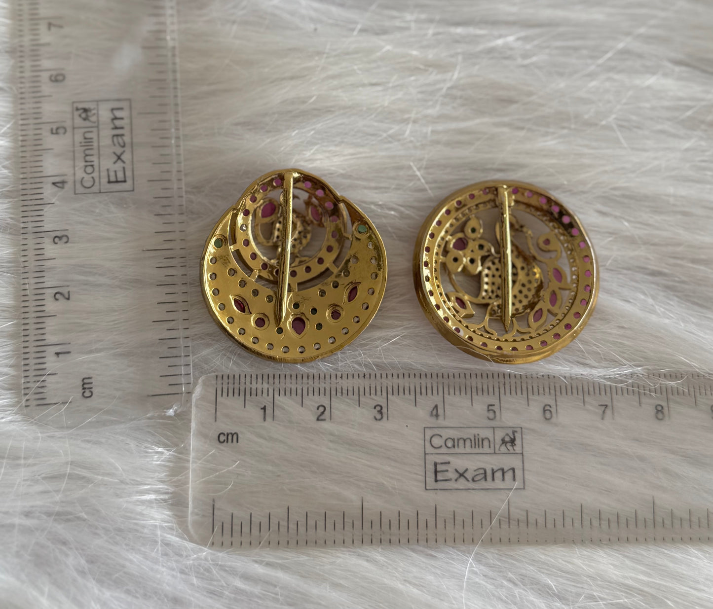 Antique gold tone cz kemp-green swan sun moon hair jewel- Dj-51351