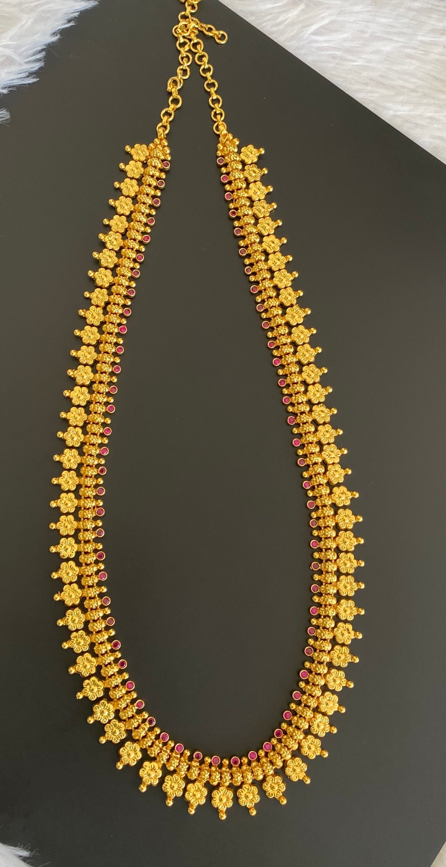 Gold tone pink stone flower haar dj-53165