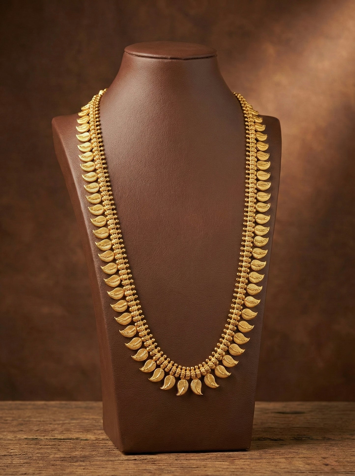 Matte gold finish kerala style mango haar dj-51628