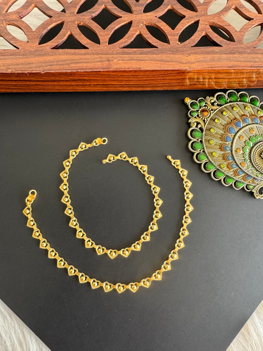 Matte Gold tone 10.5 inches heart anklets dj-51307