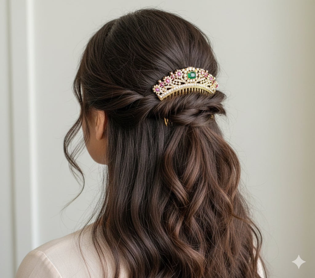 Matte finish kemp-green hair jewel dj-52032