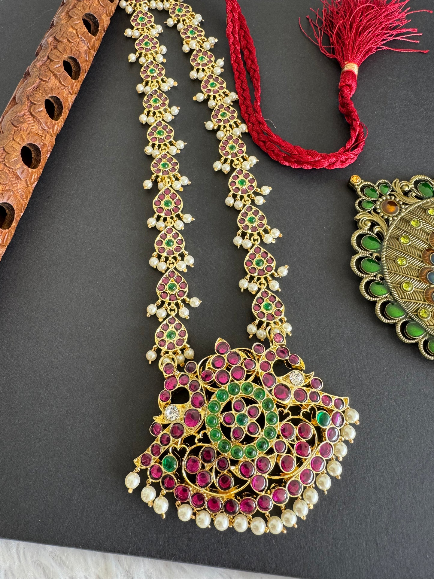 Gold tone precious kemp pearl peacock haar Dj-52304