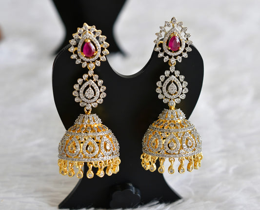 Two tone cz ruby long jhumkka dj-51881