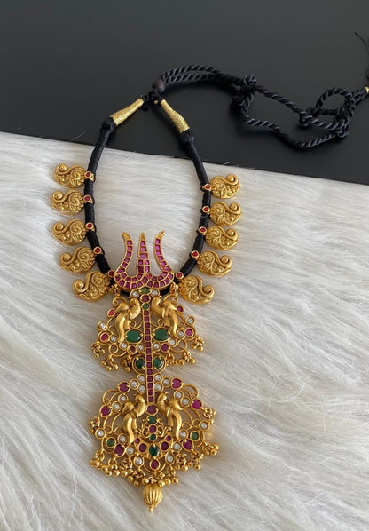 Matte finish Trishul mango black thread necklace dj-53264