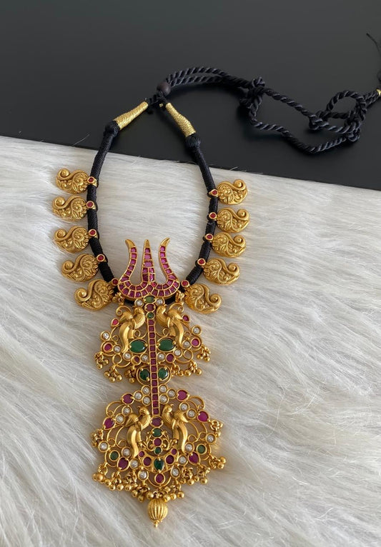 Matte finish Trishul mango black thread necklace dj-53264