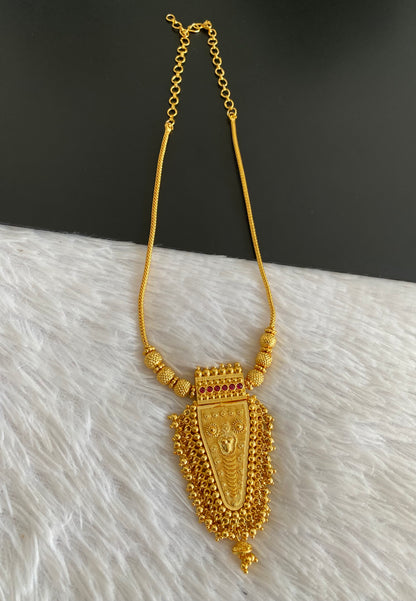 Gold tone kerala style pink stone nettipattam necklace dj-53094