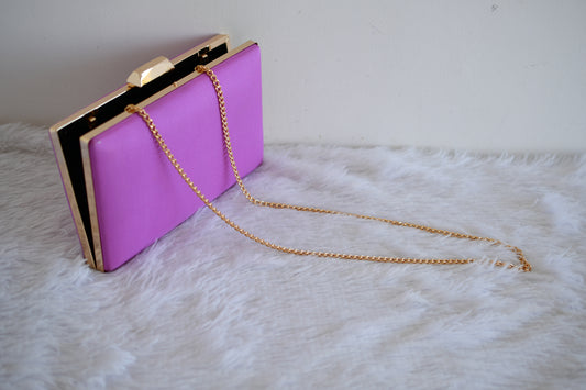 Tanjore painted purple silk clutch dj-52656