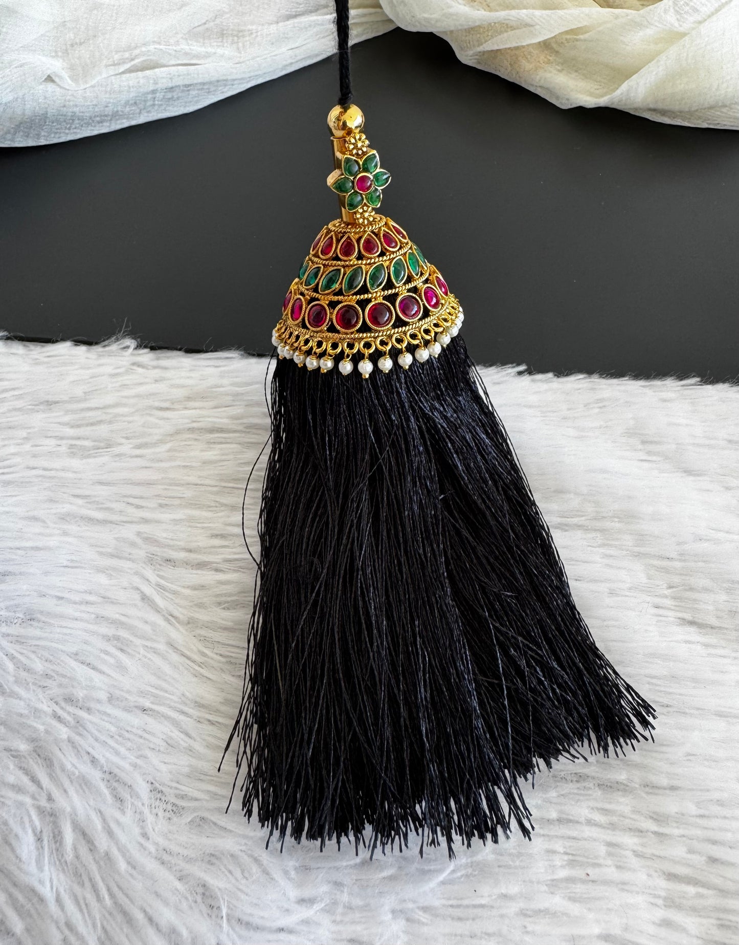 Matte finish floral kemp-green pearl kuppulu(Hair accessory) dj-52753