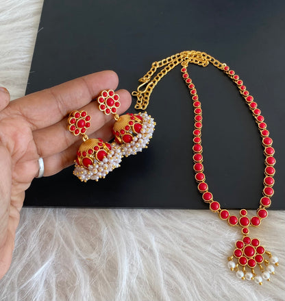Matte finish coral pearl flower necklace set dj-55141
