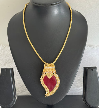 Gold tone red-white kerala style mango kodi necklace dj-51696