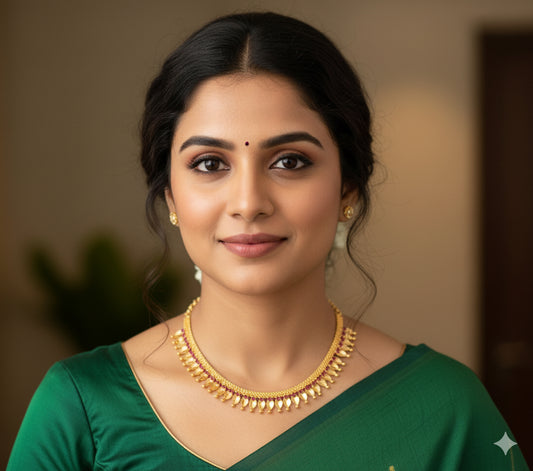 Gold tone ruby thali kootam kerala style necklace dj-30727