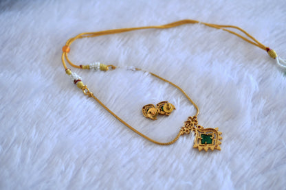 Antique gold tone kemp-green peacock necklace set dj-52730