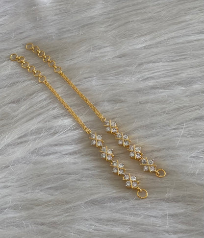 Gold tone white stone ear side chain dj-54889