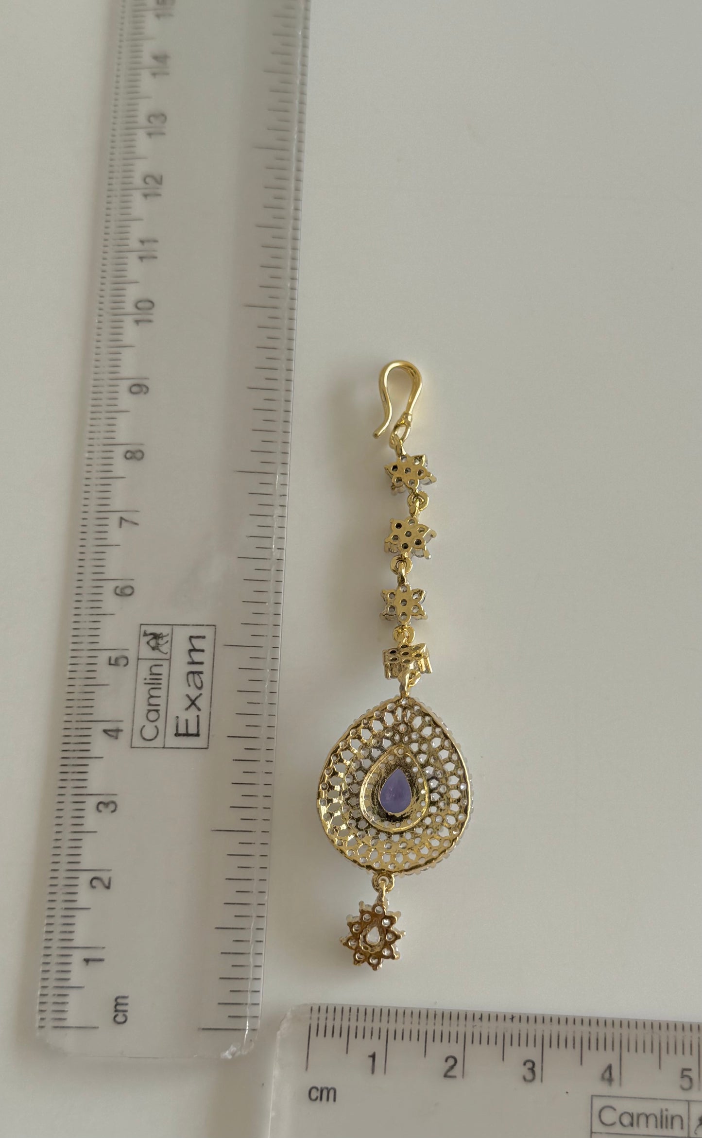 Two tone cz-purple thilak stone tikka dj-51373