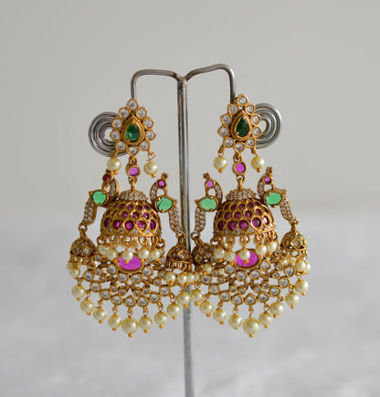 Matte finish kemp-green pearl bali peacock jhumkka dj-51864