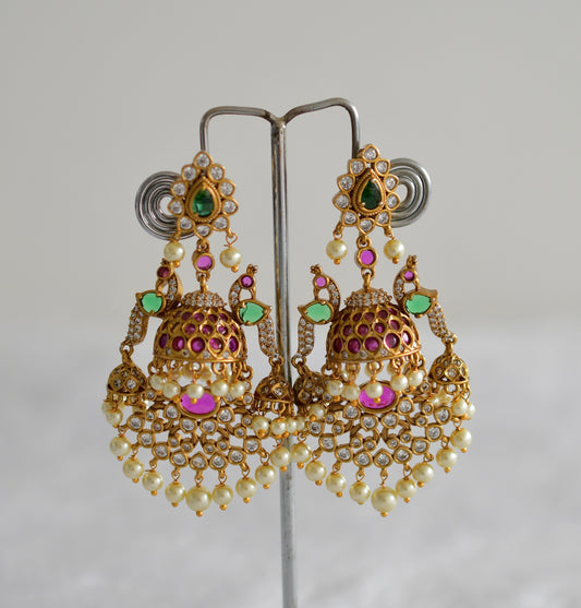 Matte finish kemp-green pearl bali peacock jhumkka dj-51864