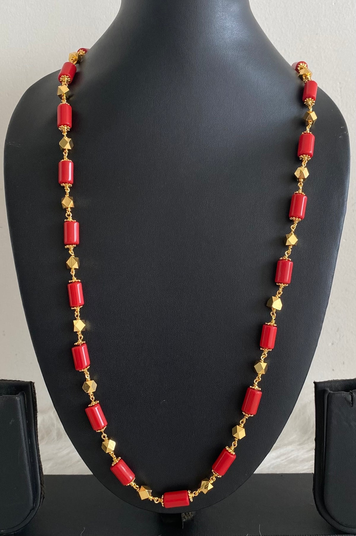 Gold tone coral-gold beaded chain dj-54978