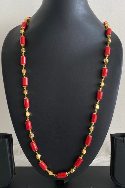 Gold tone coral-gold beaded chain dj-54978