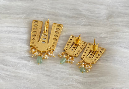 Gold tone white-pink kundan jadau thirumal nama pendant set dj-53985