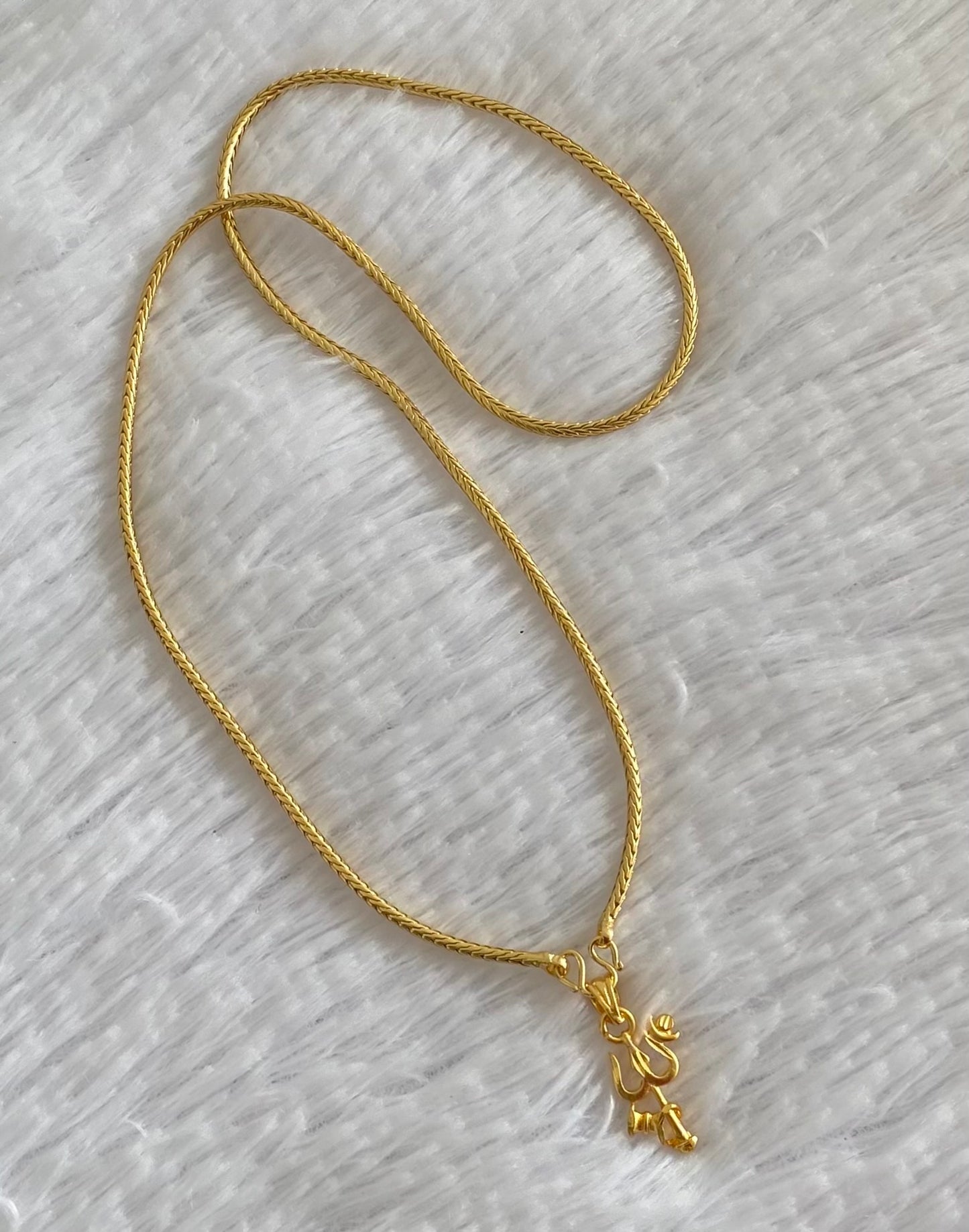 Gold tone 18 inches chain with trishul pendant dj-54391